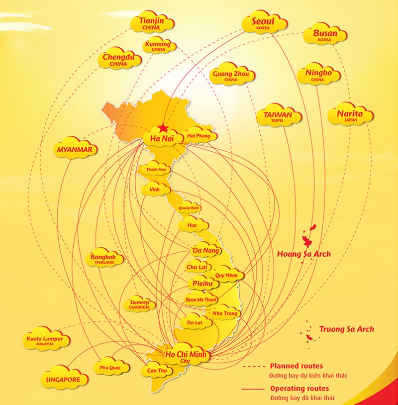 Danh sách tuyến bay quốc tế của Vietjet